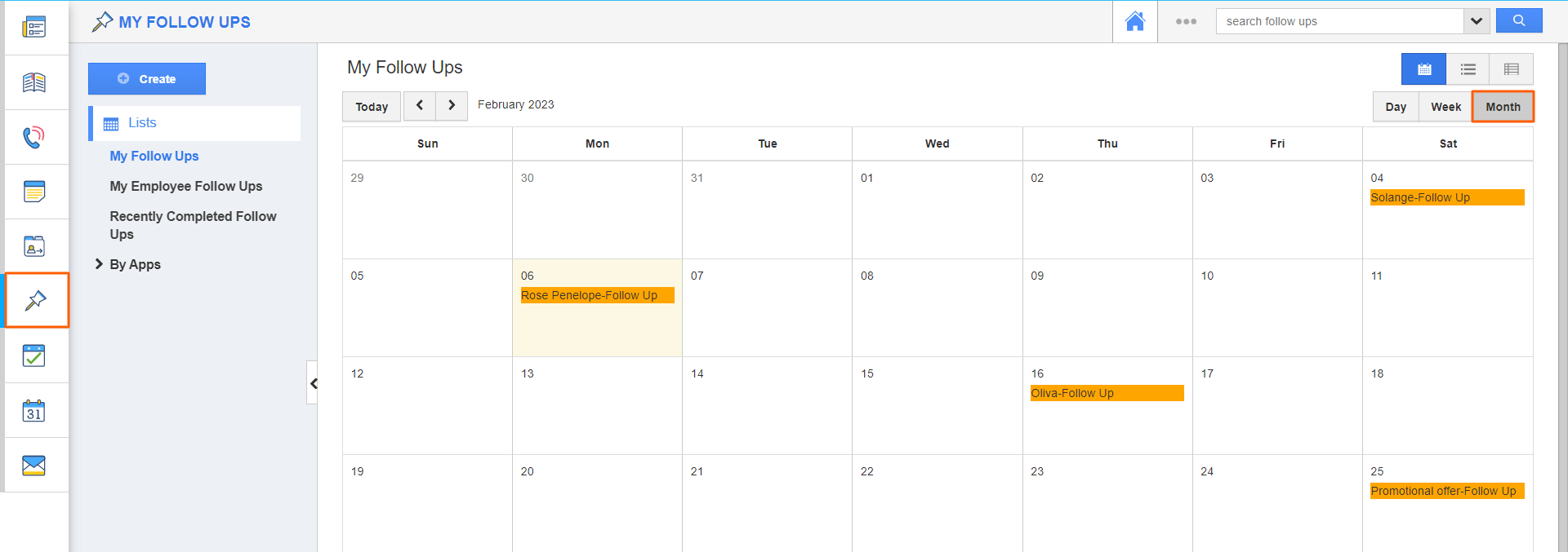 Home - Followup Calendar View